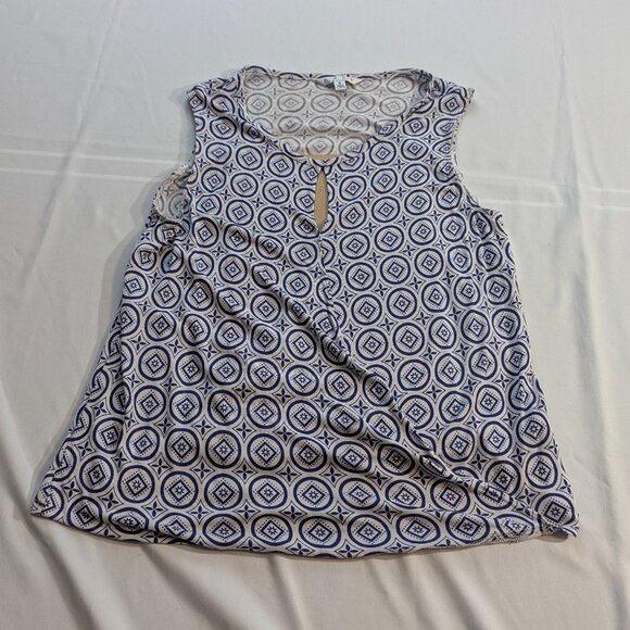 CAbi Size Small Sleeveless Navy and White Crossover Top - Picture 7 of 15